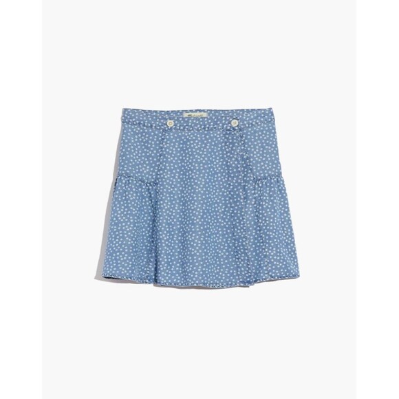 Madewell Shirred Wrap Mini Skirt in Indigo Ditsy Daisy Size US 10 - Picture 6 of 6